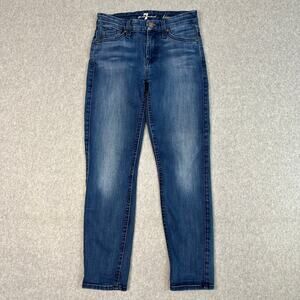 7 For All Mankind Jeans Dark Blue Womens Size 25 Kimmie Crop Mid Rise Straight